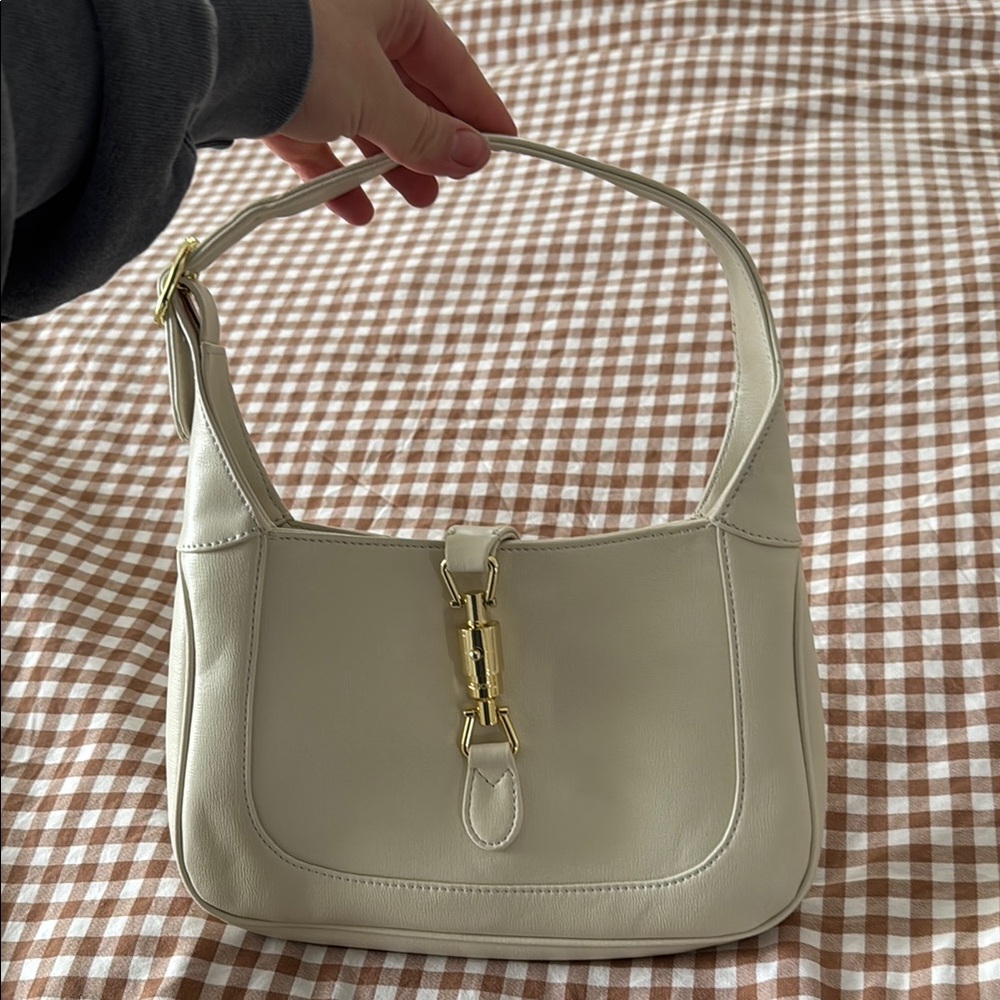 BRAND NEW! Elegant Cream Shoulder Bag with Gold-Tone Accent with GG logo